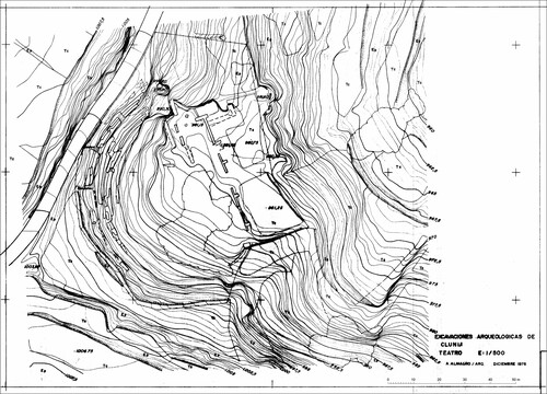 Planta topográfica del teatro de Clunia (Huerta del Rey, Burgos)