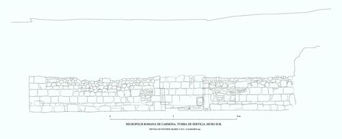Tumba de Servilia (Carmona, Sevilla) - Alzado del muro sur