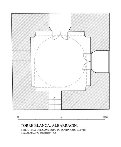 Murallas de Albarracín (Teruel) - Torre Blanca. Planta biblioteca del convento s. XVIII