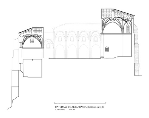 Catedral de Albarracín (Teruel) - Sección hipotética en1545