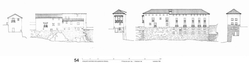 Alzado posterior de edificios del lado este de la calle de Santa María - Conjunto histórico de Albarracín (Teruel)