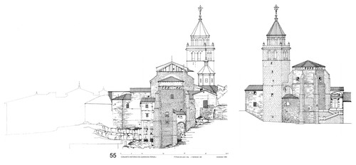 Alzados oeste y este de la Catedral - Conjunto histórico de Albarracín (Teruel)