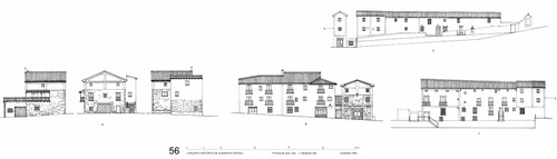 Alzados de edificios en la cacrretera - Conjunto histórico de Albarracín (Teruel)