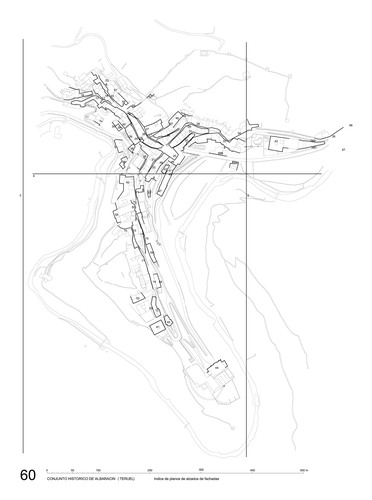 Plano índice de los alzados del conjunto histórico de Albarracín (Teruel)
