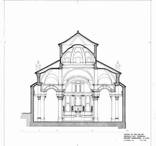 Sección por crucero de la iglesia de San Millán en Orihuela del Tremedal (Teruel) - Estado inicial