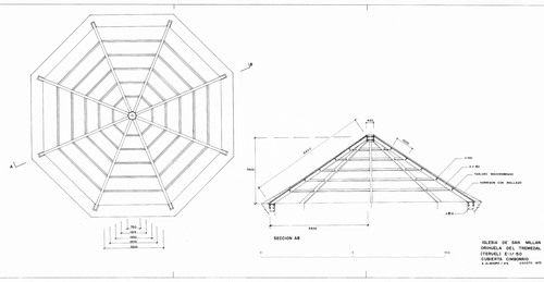 Estructura de cubierta del cimborrio de la Iglesia de San Millán de Orihuela del Tremedal (Teruel)