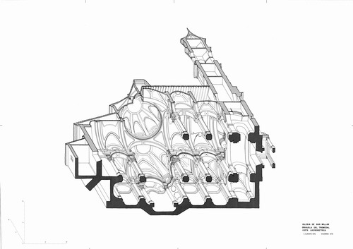 Axonométrica de la Iglesia de San Millán de Orihuela del Tremedal (Teruel)