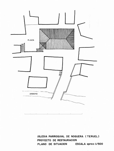Plano de situación de la iglesia parroquial de Noguera (Teruel)