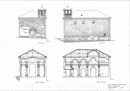 Alzados y secciones de la iglesia parroquial de Noguera (Teruel)