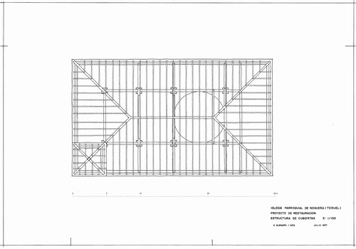 Planta de la estructura de cubiertas de la iglesia parroquial de Noguera (Teruel)