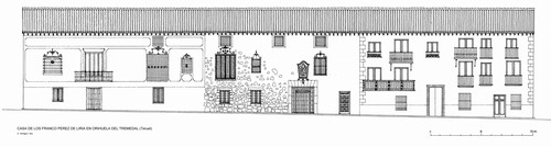 Alzado de la casa de los Franco Pérez de Liria en Orihuela del Tremedal (Teruel)