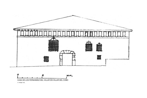 Alzado este de la casa de  los Fernández del Villar en Villar del Cobo (Teruel)