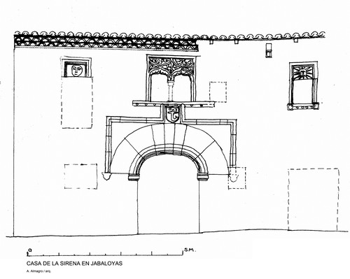 Fachada de la casa de la Sirena en Jabaloyas (Teruel)