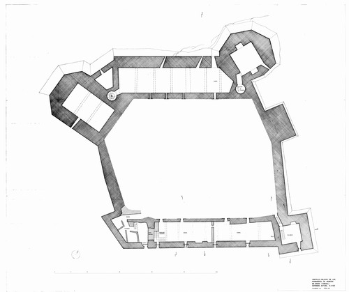 Planta del primer sotano del castillo de Mora de Rubielos (Teruel) - Estado inicial 1972