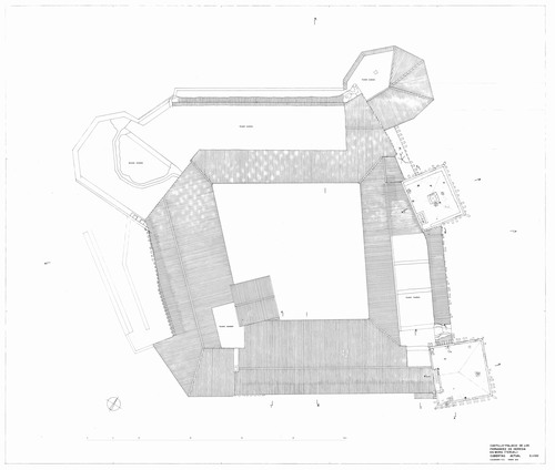 Planta de cubiertas del castillo de Mora de Rubielos (Teruel) - Estado inicial 1972