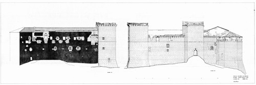 Alzados sureste y noreste del castillo de Mora de Rubielo (Teruel) - Estado inicial 1972
