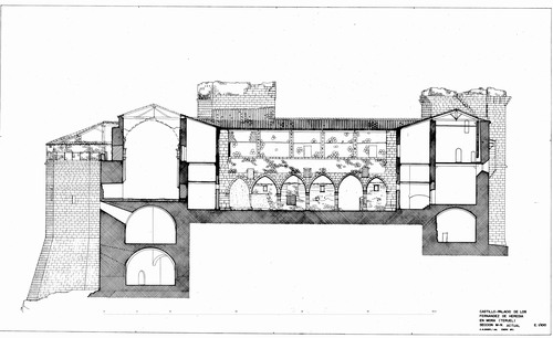 Sección por sótanos del castillo de Mora de Rubielo (Teruel) - Estado inicial 1972