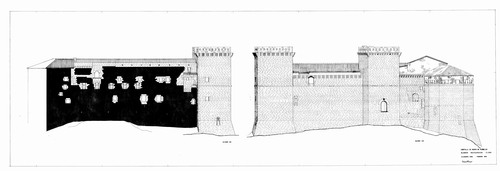 Alzados sureste y noreste del castillo de Mora de Rubielo (Teruel) - Propuesta restauración