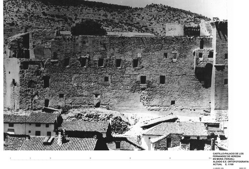 Fotoplano del alzado sureste del castillo de Mora de Rubielos (Teruel)