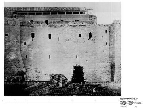 Fotoplano del alzado noroeste del castillo de Mora de Rubielos (Teruel)