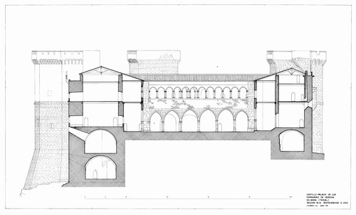 Sección por sótanos del castillo de Mora de Rubielo (Teruel) - Hipótesis