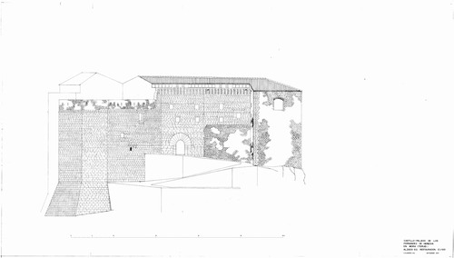 Alzado suroeste del castillo de Mora de Rubielo (Teruel) - Estado restaurado