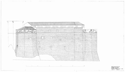 Alzado noroeste del castillo de Mora de Rubielo (Teruel) - Estado restaurado