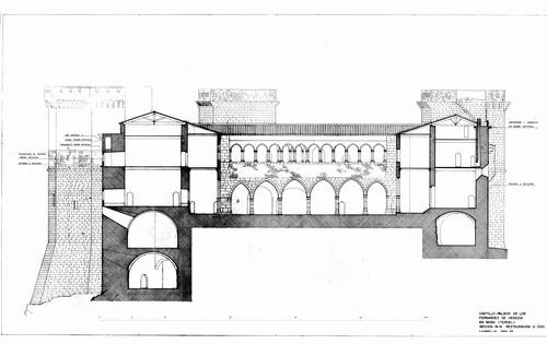 Sección por sótanos del castillo de Mora de Rubielo (Teruel) - Propuesta restauración