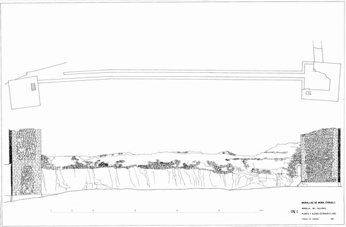 Alzado sureste de la muralla del Calvario de Mora de Rubielos (Teruel) - Estado incial