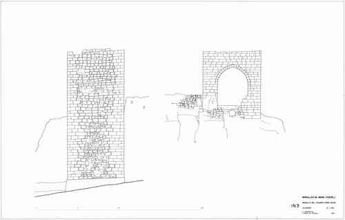 Alzados de la torre oeste de la muralla del Calvario de Mora de Rubielos (Teruel) - Estado inicial