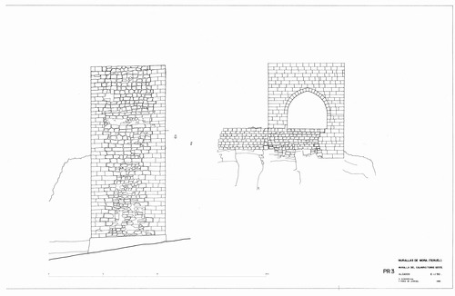 Alzados de la torre oeste de la muralla del Calvario de Mora de Rubielos (Teruel) - Estado restaurado
