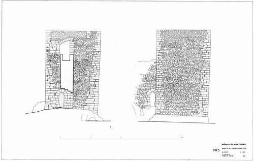Alzados de la torre este de la muralla del Calvario de Mora de Rubielos (Teruel) - Estado restaurado