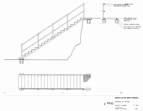 Pasarela de acceso al adarve de la muralla del Calvario de Mora de Rubielos (Teruel)