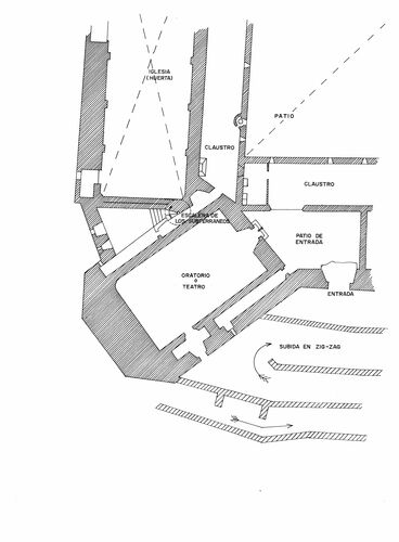 Castillo de Mora de Rubielos (Teruel) - Planta baja del ángulo oeste en un plano antiguo 