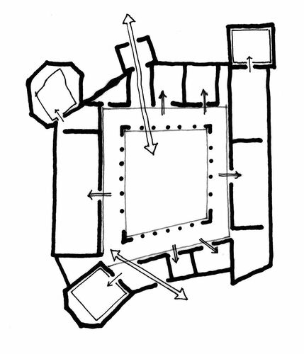 Castillo de Mora de Rubielos (Teruel) - Análisis espacial del castillo en planta