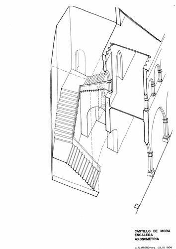 Castillo de Mora de Rubielos (Teruel) - Axonometría de la escalera