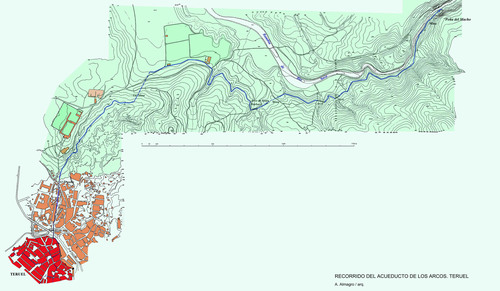 Planta general del recorrido del acueducto de los Arcos de Teruel