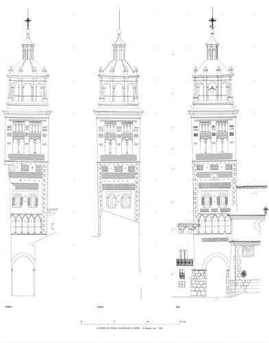 Alzados de la torre de la Catedral de Teruel