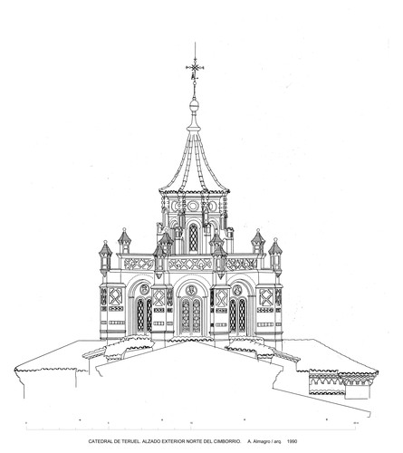 Alzado exterior norte del cimborrio de la Catedral de Teruel