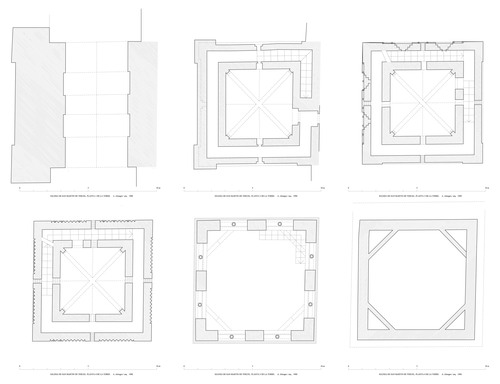 Plantas de la torre de la iglesia de San Martín de Teruel