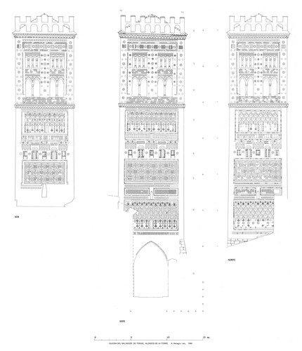 Alzados de la torre del Salvador de Teruel