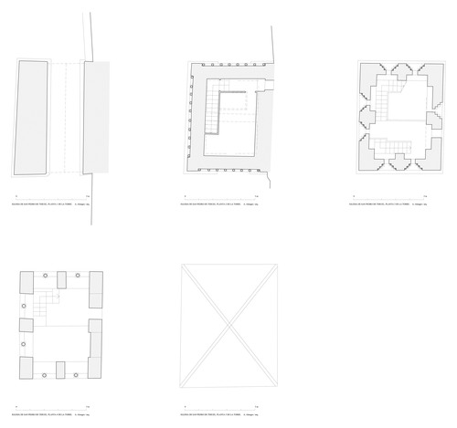 Plantas de la torre de la iglesia de San Pedro de Teruel