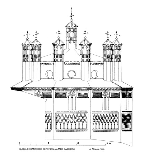Alzado de la cabecera de la iglesia de San Pedro de Teruel