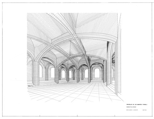 Vista perspectiva del proyecto de mausoleo de los Amantes de Teruel