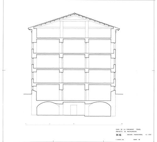 Sección transversal de la Casa de la Comunidad de Teruel