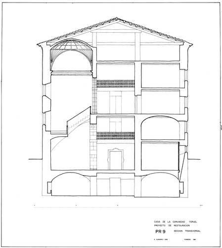 Sección transversal de la Casa de la Comunidad de Teruel. Estado restaurado