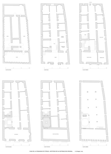 Plantas originales hipotéticas de la Casa de la Comunidad de Teruel