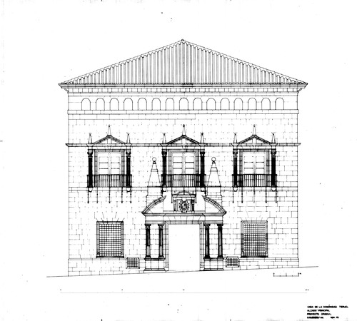 Alzado principal hipotético de la Casa de la Comunidad de Teruel