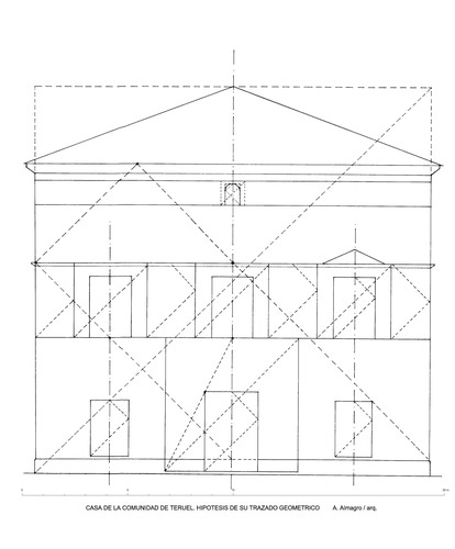Traza hipotética de la fachada de la Casa de la Comunidad de Teruel
