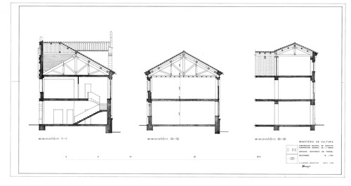 Secciones transversales de las Escuelas del Arrabal de Teruel